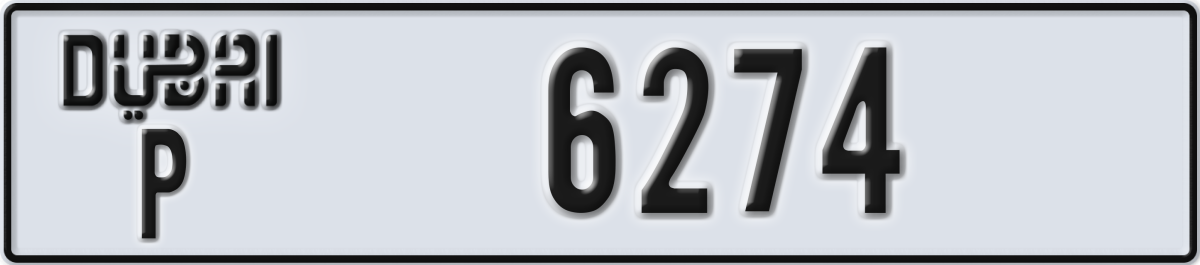 dubai License Plate Number 6274 Code P
