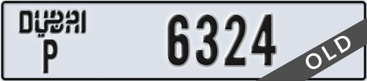 dubai License Plate Number 6324 Code P