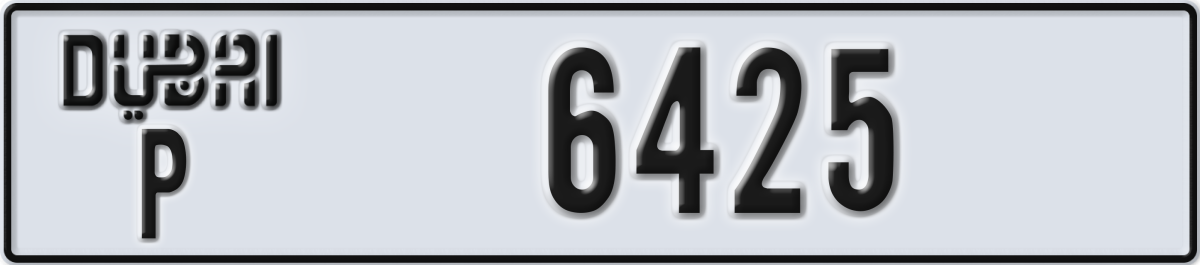 dubai License Plate Number 6425 Code P
