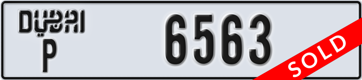 dubai License Plate Number 6563 Code P
