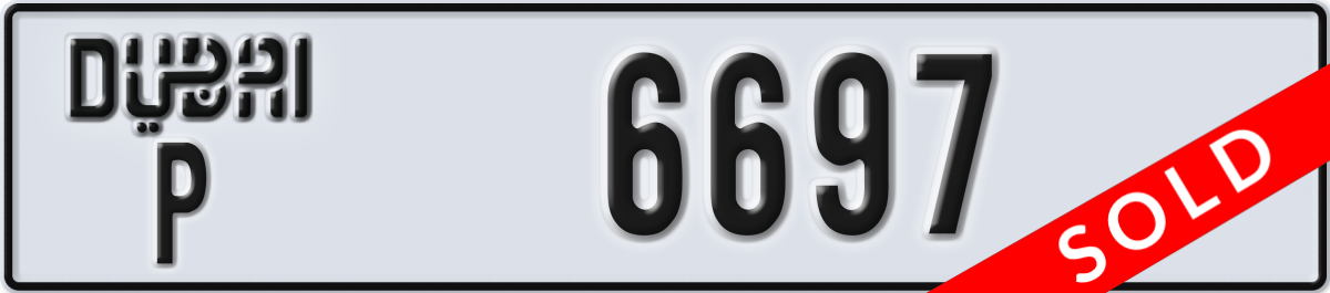 dubai License Plate Number 6697 Code P