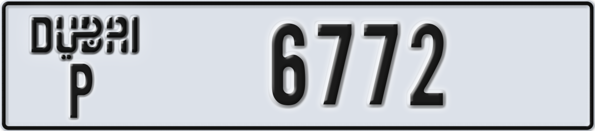 dubai License Plate Number 6772 Code P