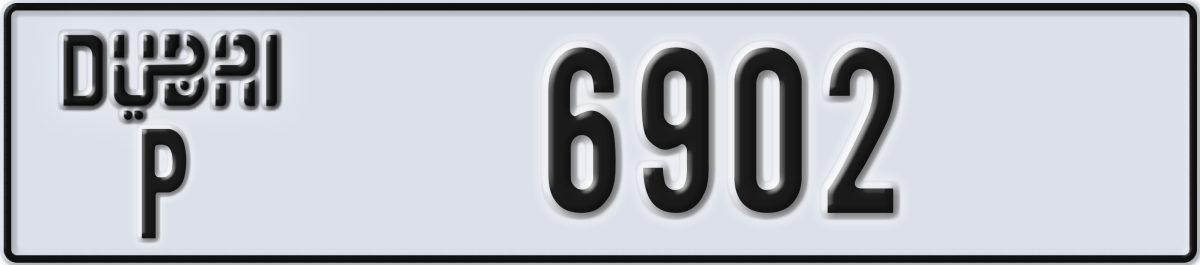 dubai License Plate Number 6902 Code P
