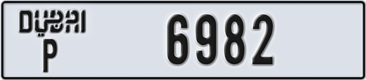 dubai License Plate Number 6982 Code P