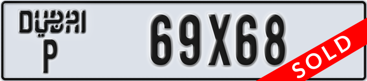dubai License Plate Number 69X68 Code P