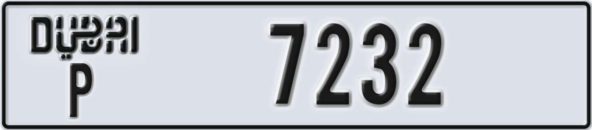 dubai License Plate Number 7232 Code P