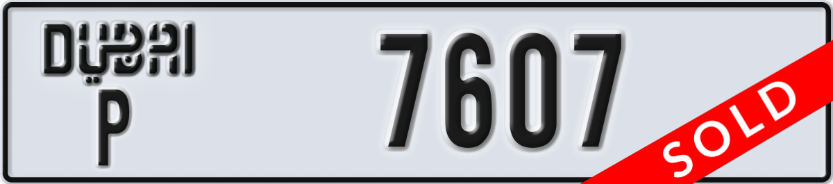 dubai License Plate Number 7607 Code P