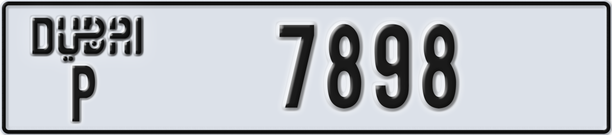 dubai License Plate Number 7898 Code P