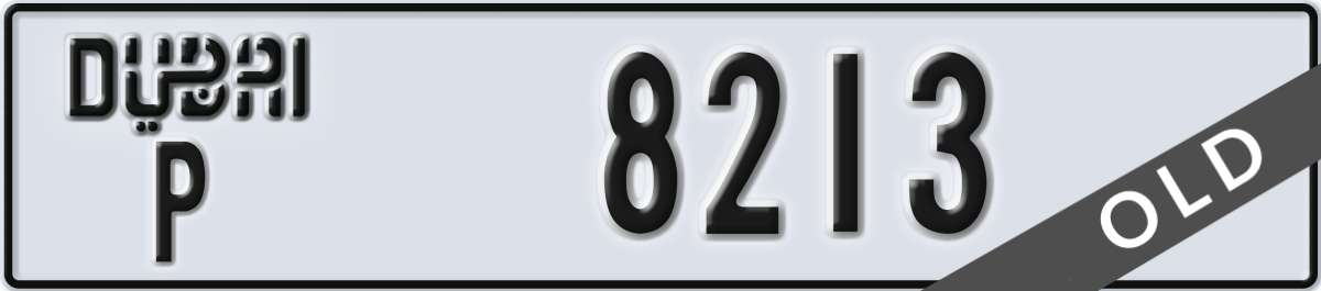 dubai License Plate Number 8213 Code P
