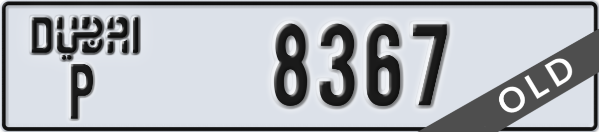 dubai License Plate Number 8367 Code P