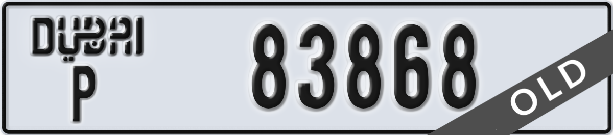 dubai License Plate Number 83868 Code P