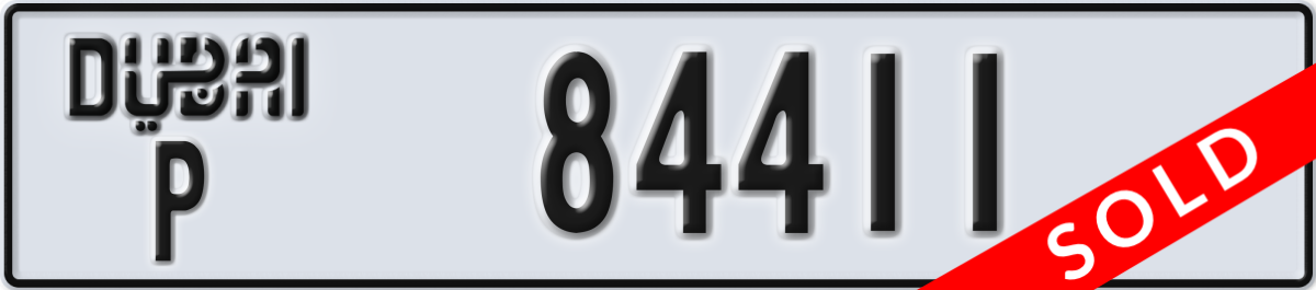 dubai License Plate Number 84411 Code P