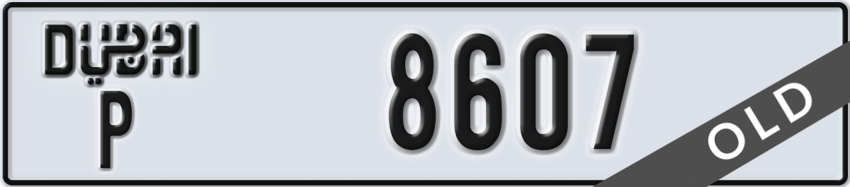 dubai License Plate Number 8607 Code P