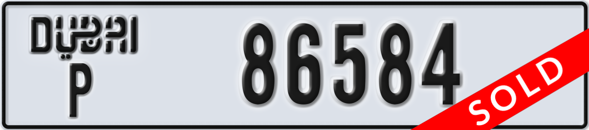 dubai License Plate Number 86584 Code P