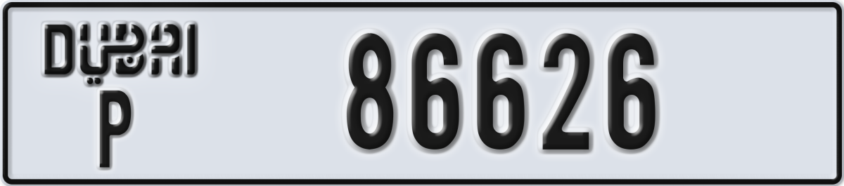 dubai License Plate Number 86626 Code P