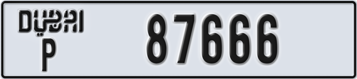 dubai License Plate Number 87666 Code P