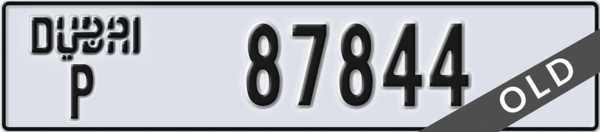 dubai License Plate Number 87844 Code P