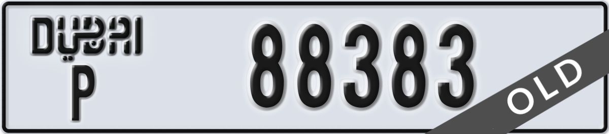 dubai License Plate Number 88383 Code P