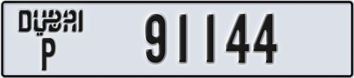 dubai License Plate Number 91144 Code P