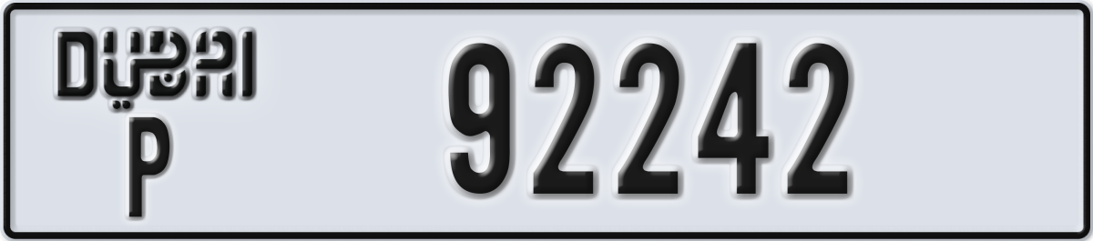 dubai License Plate Number 92242 Code P