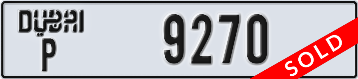 dubai License Plate Number 9270 Code P