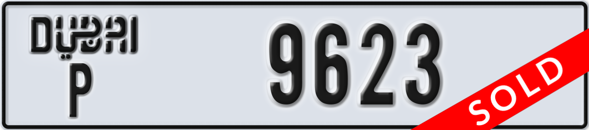 dubai License Plate Number 9623 Code P