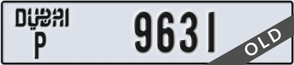 dubai License Plate Number 9631 Code P