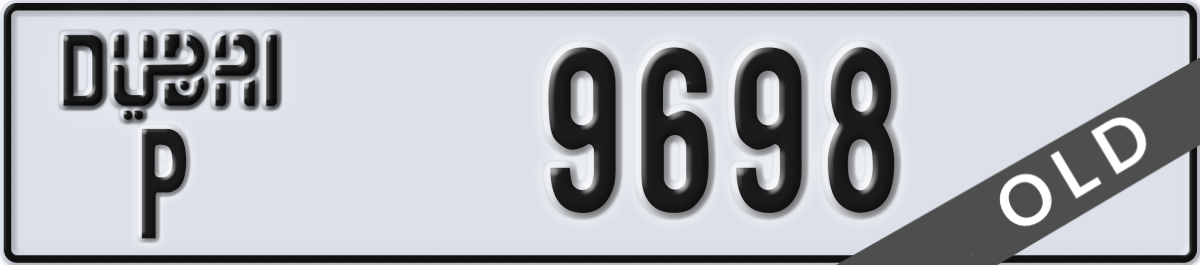 dubai License Plate Number 9698 Code P