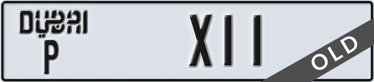 dubai License Plate Number X11 Code P