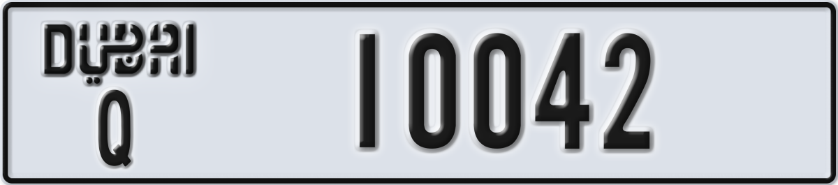 dubai License Plate Number 10042 Code Q