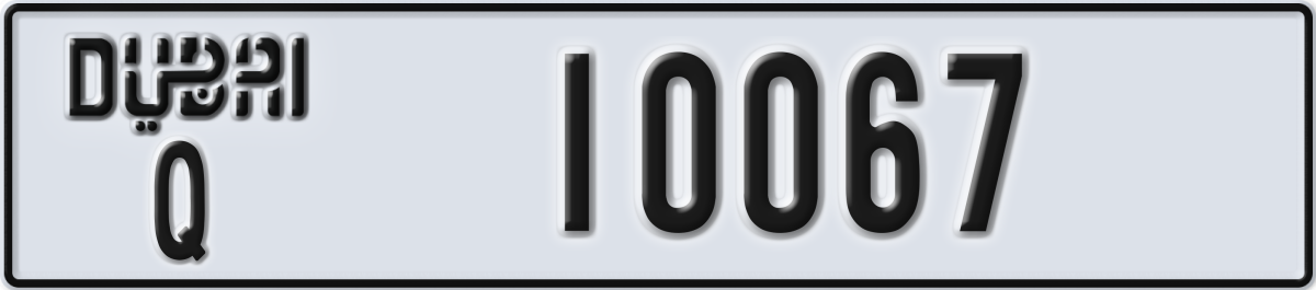 dubai License Plate Number 10067 Code Q