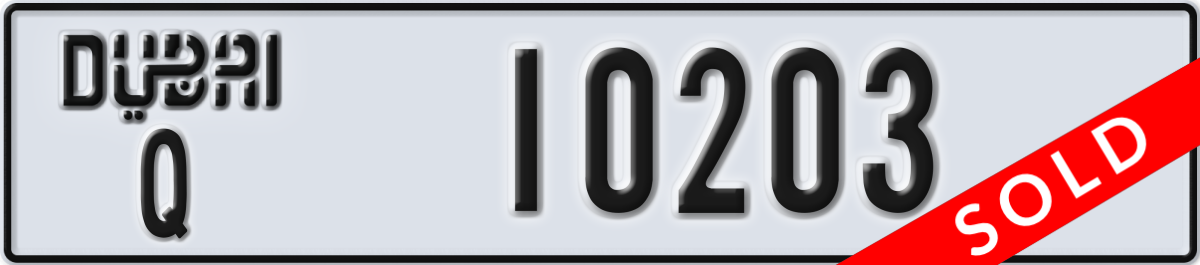 dubai License Plate Number 10203 Code Q