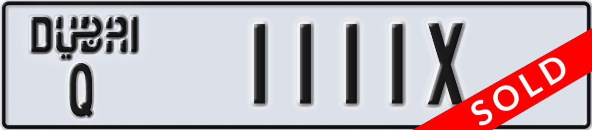 dubai License Plate Number 1111X Code Q