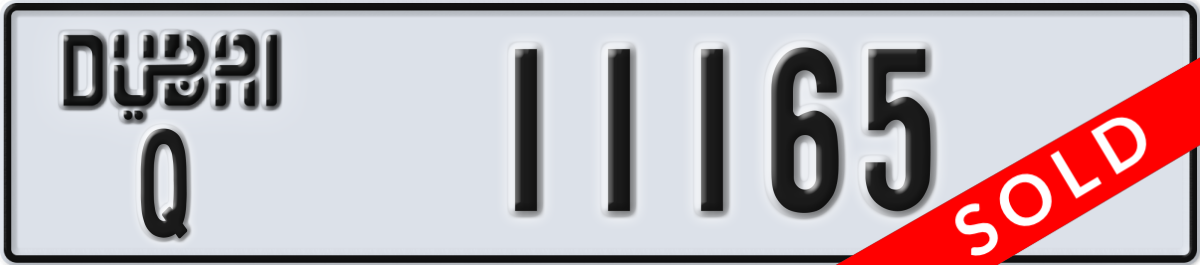 dubai License Plate Number 11165 Code Q