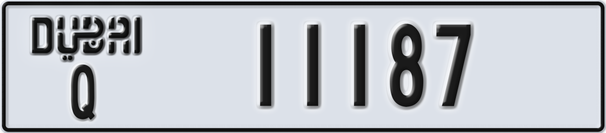 dubai License Plate Number 11187 Code Q