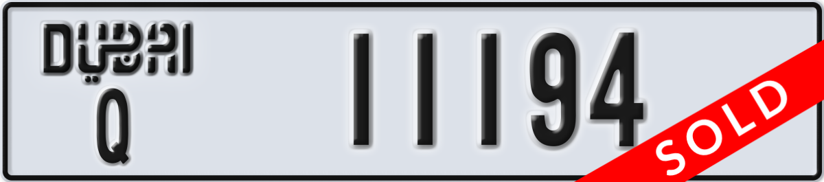 dubai License Plate Number 11194 Code Q