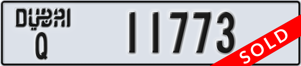 dubai License Plate Number 11773 Code Q