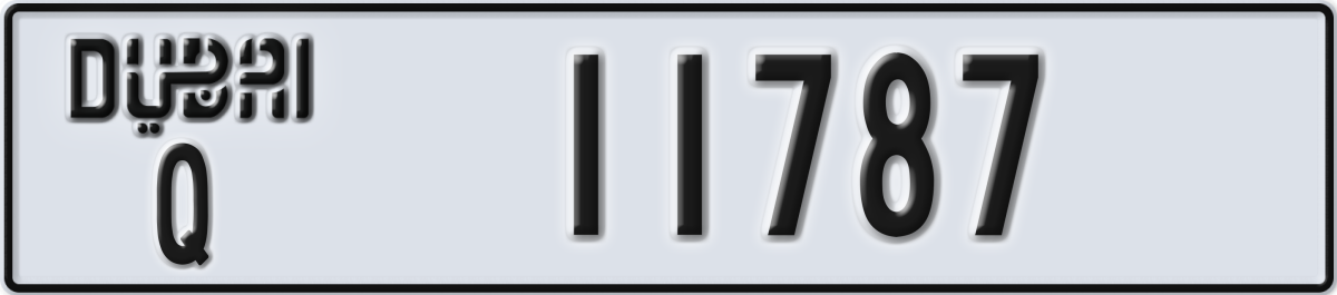 dubai License Plate Number 11787 Code Q