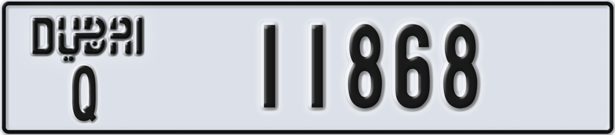 dubai License Plate Number 11868 Code Q