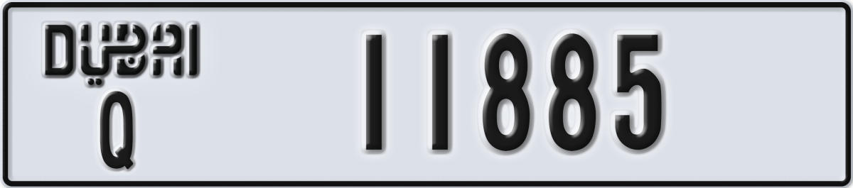 dubai License Plate Number 11885 Code Q