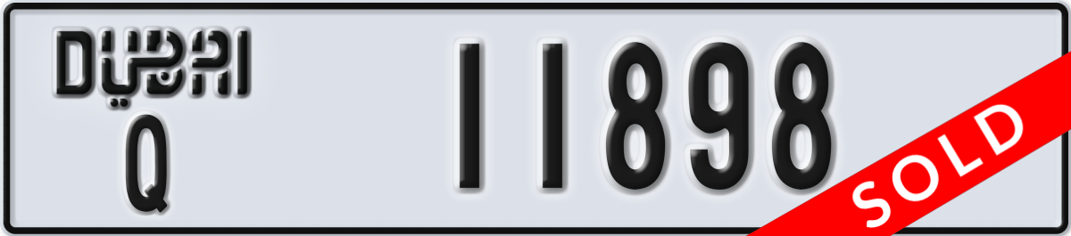 dubai License Plate Number 11898 Code Q