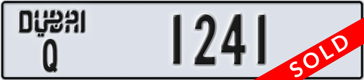 dubai License Plate Number 1241 Code Q
