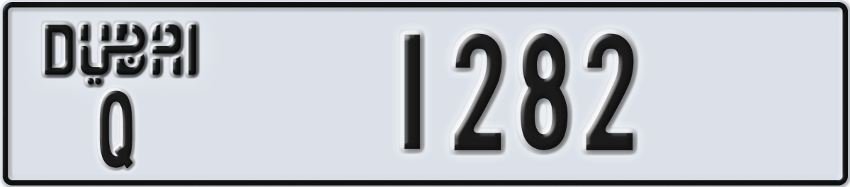 dubai License Plate Number 1282 Code Q