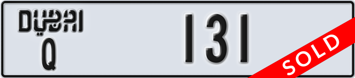 dubai License Plate Number 131 Code Q