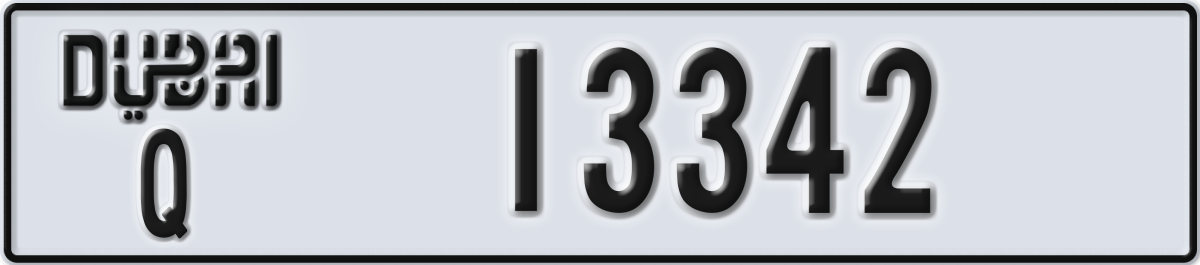 dubai License Plate Number 13342 Code Q