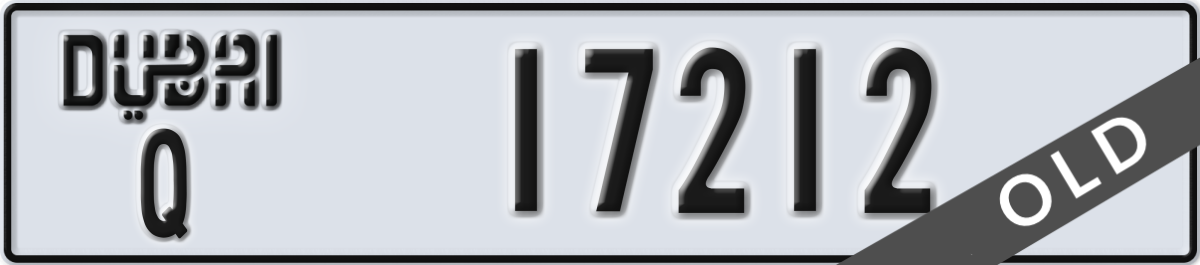dubai License Plate Number 17212 Code Q