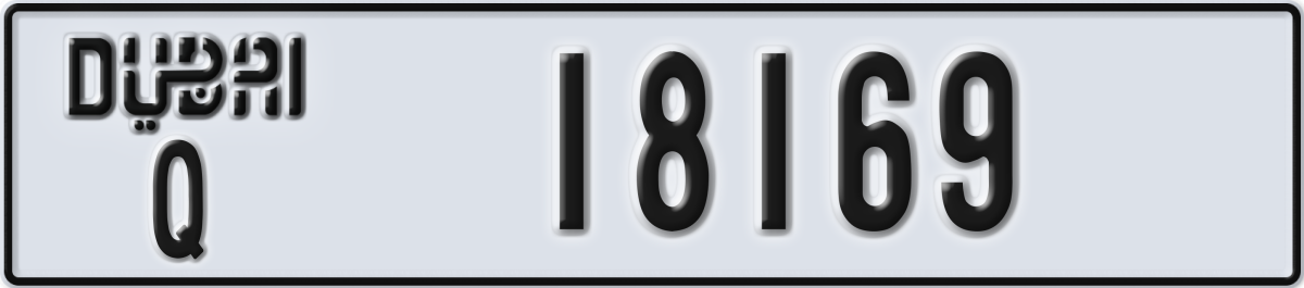 dubai License Plate Number 18169 Code Q