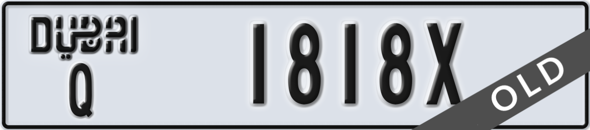 dubai License Plate Number 1818X Code Q