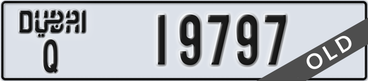 dubai License Plate Number 19797 Code Q