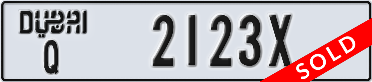 dubai License Plate Number 2123X Code Q